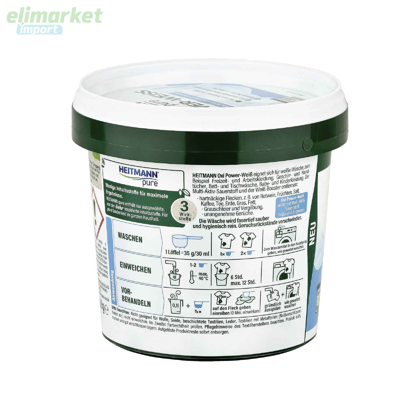 Pudra pentru indepartat pete Heitmann Pure Oxi Power-Weiss, 500 g