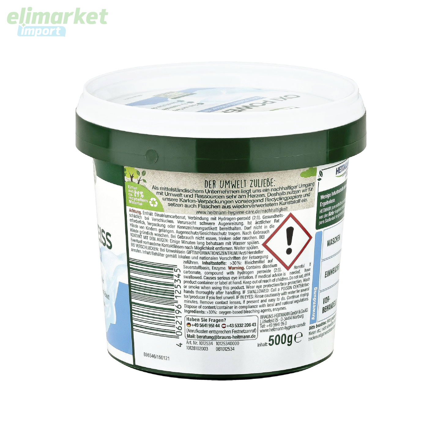 Pudra pentru indepartat pete Heitmann Pure Oxi Power-Weiss, 500 g