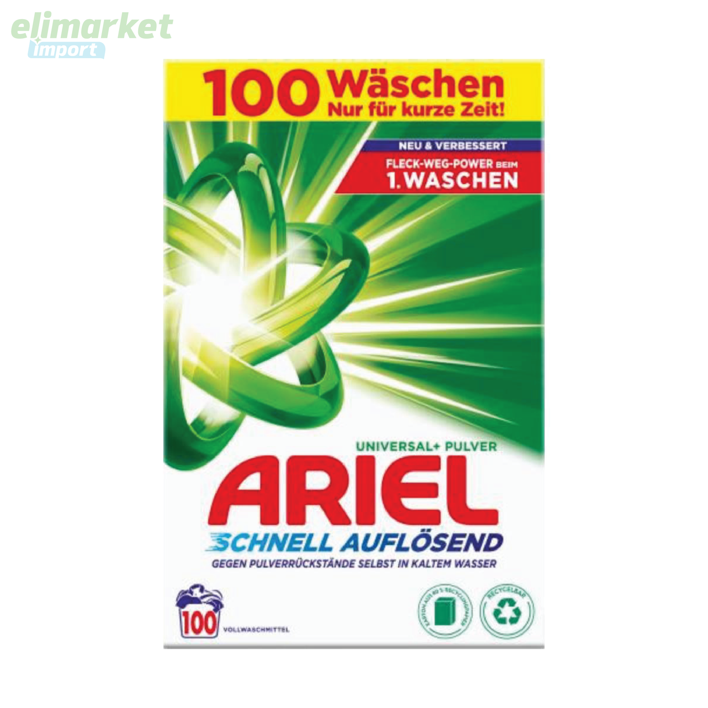 Detergent de rufe pudra Ariel Universal, 100 spalari, 6 kg